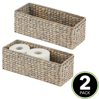 MDesign Natural Woven Water Hyacinth Bathroom Storage Organizer Basket 1 MDesign Natural Woven Water Hyacinth Bathroom Storage Organizer Basket