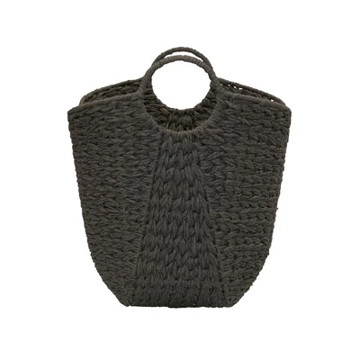 Household Essentials Tall Scoop Basket Paper Rope Gray 3 Household Essentials Tall Scoop Basket Paper Rope Gray - Image 3