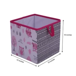 Bacati - Owls Pink/Gray Girls Cotton Storage Box Small -IRIS Storage Deals Store GUEST 8a715ff2 c89c 454b a35f 705357150f11