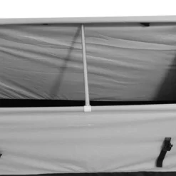 Domain Shelters 117 Gallon 4 X 2 X 2 Foot Outdoor Patio Backyard Garden Storage Container Deck Box W/Removable Weather Bars & Clip Buckles, Gray/Black