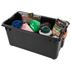 IRIS 3pk 82 Qt Store-it-All Container Black With Orange Lids And Buckles -IRIS Storage Deals Store GUEST 8a95f874 0dd2 4bca ab5a 9904ffe54530