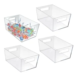 Azar Displays X-Large Organizer Storage Tote Bin With Handle 13"W X 9.5"D X 6.5"H, 4-Pack.
