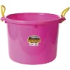 Little Giant 70 Quart Outdoor Polyethylene Muck Tub Multi Purpose Utility Bucket With Handles, For Gardening And Farming, Hot Pink