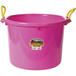 Little Giant 70 Quart Outdoor Polyethylene Muck Tub Multi Purpose Utility Bucket With Handles, For Gardening And Farming, Hot Pink