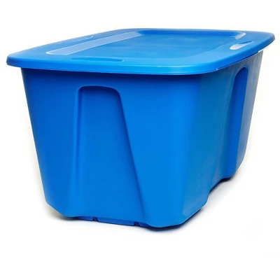 Homz 32 Gallon Large Standard Stackable Plastic Storage Container Bin With Secure Snap Lid For Home Organization, Blue (4 Pack) 2 Homz 32 Gallon Large Standard Stackable Plastic Storage Container Bin With Secure Snap Lid For Home Organization, Blue (4 Pack) - Image 2
