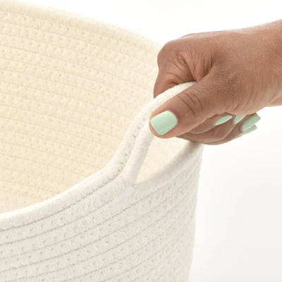 MDesign Casual Woven Cotton Rope Bathroom Basket With Handles, Set Of 3 4 MDesign Casual Woven Cotton Rope Bathroom Basket With Handles, Set Of 3 - Image 4