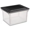 Sterilite Convenient Versatile Contoured Clear Home Organizing Storage File Container Box With Black Secure Seal Lid (4 Pack)