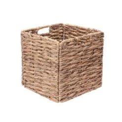 Set Of 2 Handmade Wicker Baskets - 12-Inch Square Foldable Storage Bins With Handles - Made Of Hand-Twisted Water Hyacinth By Villacera (Natural) -IRIS Storage Deals Store GUEST 8cb8af7d c597 4e84 bf6b ef6389d0d28a