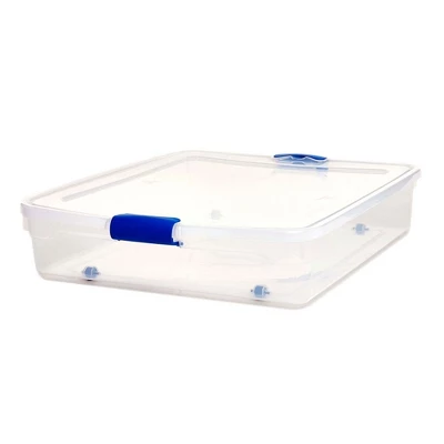 Homz 56 Qt Full/Queen Underbed Clear Plastic Latching Storage Container 1 Homz 56 Qt Full/Queen Underbed Clear Plastic Latching Storage Container