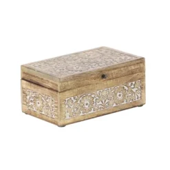 Set Of 3 Mango Wood Carved Floral Boxes - Olivia & May -IRIS Storage Deals Store GUEST 8d27c76b 3105 42e0 942a 4722a48c5bf1