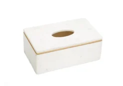 Classic Touch White Decorative Tissue Holder Gold Rim Design