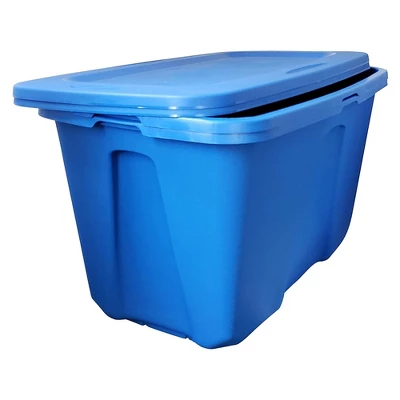 Homz 32 Gallon Large Standard Stackable Plastic Storage Container Bin With Secure Snap Lid For Home Organization, Blue (4 Pack) 3 Homz 32 Gallon Large Standard Stackable Plastic Storage Container Bin With Secure Snap Lid For Home Organization, Blue (4 Pack) - Image 3