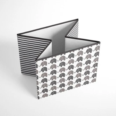 Bacati - Elephants White/Gray Fabric Storage Box/Tote Large 1 Bacati - Elephants White/Gray Fabric Storage Box/Tote Large