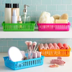Bright Creations 8 Pack Small Plastic Storage Bins Baskets Trays Organizer For Classroom Drawers Shelves Closet & Desk, 10.25 X 6.5 In