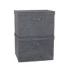 Household Essentials Set Of 2 Wide Storage Boxes With Lids Graphite Linen