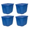 HOMZ 10-Gallon Stackable And Nestable Heavy Duty Plastic Storage Container Organizer Bin With 4 Way Handles, Capri Blue (8 Pack)