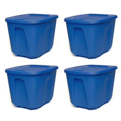 HOMZ 10-Gallon Stackable And Nestable Heavy Duty Plastic Storage Container Organizer Bin With 4 Way Handles, Capri Blue (8 Pack) 1 HOMZ 10-Gallon Stackable And Nestable Heavy Duty Plastic Storage Container Organizer Bin With 4 Way Handles, Capri Blue (8 Pack)