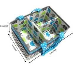 Bacati - Elephants Aqua/Lime/Gray Storage Caddy -IRIS Storage Deals Store GUEST 8efaca6a bd71 428f be91 bb3fe706026a