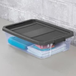 Sterilite 40 Quart Clear Plastic Modular Stacker Storage Bin Tote Containers With Latching Lids And Textured Sure-Grip Surfaces, Flat Gray 9 Sterilite 40 Quart Clear Plastic Modular Stacker Storage Bin Tote Containers With Latching Lids And Textured Sure-Grip Surfaces, Flat Gray -IRIS Storage Deals Store GUEST 8f149e36 8ea7 4409 b21f 8ec73c23937e