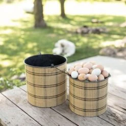 Set Of 2 Brown Metal & Wood Bins - Foreside Home & Garden -IRIS Storage Deals Store GUEST 8f571541 a9f4 43fe b0cd 4a1af049128b