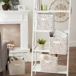 Set Of 4 11" X 11" X 11" Nonwoven Polyester Small Dots Square Storage Cube White/Gold - Design Imports 16 Set Of 4 11" X 11" X 11" Nonwoven Polyester Small Dots Square Storage Cube White/Gold - Design Imports -IRIS Storage Deals Store GUEST 8f6da63d 4ba6 4603 a6d0 8c92853e3632