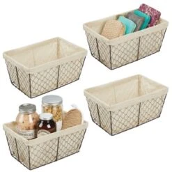 MDesign Medium Chicken Wire Storage Basket, Fabric Liner -IRIS Storage Deals Store GUEST 8ffb7b12 a2e7 42dd 9b04 b4e5e999b490