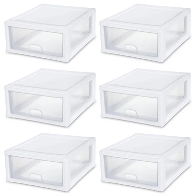 Sterilite 16 Quart Stackable Sturdy Plastic Storage Drawer Container For Home And Office Organization, Clear & White 6 Sterilite 16 Quart Stackable Sturdy Plastic Storage Drawer Container For Home And Office Organization, Clear & White - Image 6