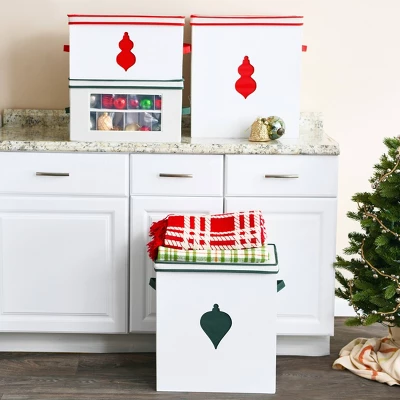 Household Essentials Ornament Storage Chest With 48 Pockets Red 5 Household Essentials Ornament Storage Chest With 48 Pockets Red - Image 5