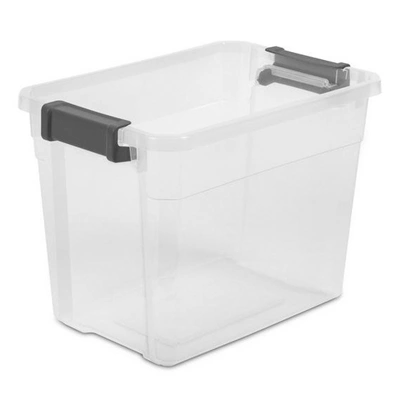 Sterilite 30 Quart Clear Plastic Stackable Storage Container Bin Box Tote With Grey Latching Lid Organizing Solution For Home & Classroom 2 Sterilite 30 Quart Clear Plastic Stackable Storage Container Bin Box Tote With Grey Latching Lid Organizing Solution For Home & Classroom - Image 2