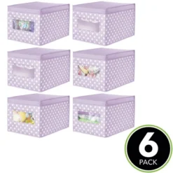 MDesign Child/Kids Fabric Closet Storage Box, Large, Polka Dot, 6 Pack