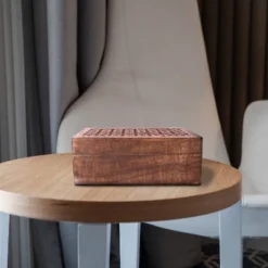 Mela Artisans Wood Keepsake Box With Hinged Lid In Trellis Design Medium Polish Finish Extra Large -IRIS Storage Deals Store GUEST 914fd8db c521 4cc3 96c5 0e428d7e64cd