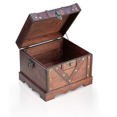 Brynnberg 9,4"x8,3"x7,1" Wooden Padlock Pirate Treasure Chest Storage Box - Handmade, Vintage 4 Brynnberg 9,4"x8,3"x7,1" Wooden Padlock Pirate Treasure Chest Storage Box - Handmade, Vintage - Image 4