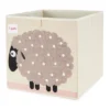 3 Sprouts Kids Childrens 13 Inch Square Felt Green Dragon Foldable Storage Cube Bin With Polka Dot Sheep Fabric Storage Cube Bin
