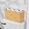MDesign Bamboo Wooden Bathroom Storage Organizer Box With Handles - Natural