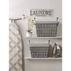 Design Imports Set Of 2 Farmhouse Black Wire Ticking Stripe Liner Baskets Black/White -IRIS Storage Deals Store GUEST 92a0c2f9 59e8 403c a3b1 1092b52d9312