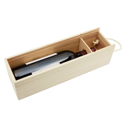 Bright Creations Wood Single Bottle Wine Gift Box, Paulownia Wooden Wine Crate Storage Case With Handle For Birthday, Wedding, Housewarming 6 Bright Creations Wood Single Bottle Wine Gift Box, Paulownia Wooden Wine Crate Storage Case With Handle For Birthday, Wedding, Housewarming - Image 6