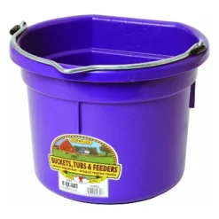 Little Giant P8FBPURPLE 2 Gallon All Purpose Heavy Duty Farm Flat Back Plastic Buckets For Supplies, Toys, Laundry, And Water, Purple, (12 Pack)