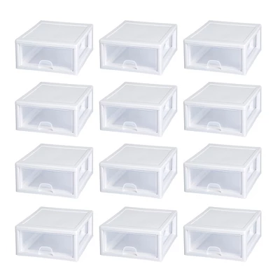 Sterilite 16 Quart Stackable Sturdy Plastic Storage Drawer Container For Home And Office Organization, Clear & White 7 Sterilite 16 Quart Stackable Sturdy Plastic Storage Drawer Container For Home And Office Organization, Clear & White - Image 7