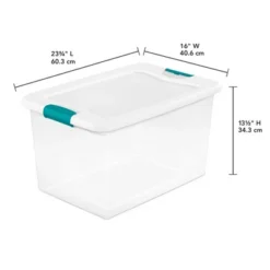 Sterilite 64 Quart Clear Plastic Stackable Storage Container Bin Box Tote With White Latching Lid Organizing Solution For Home & Classroom