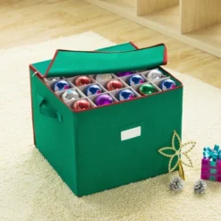 Ornament Storage Box - Holiday Organizer With 75 Compartments, Dividers For Christmas Bulbs And Decorations, And Zip-Up Lid By Tiny Tim Totes (Green) -IRIS Storage Deals Store GUEST 9454cc05 deac 46fa 9f5e e80ef83ed285