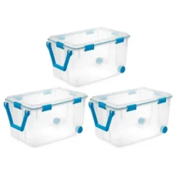 Sterilite 120qrt. Multipurpose Clear Plastic Storage Container Box With Latching Lids And 2 Rear Wheels -IRIS Storage Deals Store GUEST 94f90ae6 6f44 4a3c 8aeb a26b913f36d5