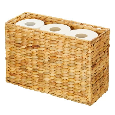 MDesign Hyacinth Rice Weave Toilet Tank Bathroom Storage Basket Bin 5 MDesign Hyacinth Rice Weave Toilet Tank Bathroom Storage Basket Bin - Image 5