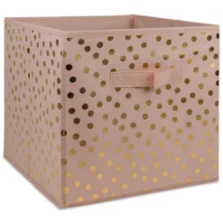 Set Of 4 11" X 11" X 11" Nonwoven Polyester Dots Millennial Square Storage Cube Pink & Gold - Design Imports -IRIS Storage Deals Store GUEST 95ffc422 a539 482a b3c7 dd71b101a9a3 1