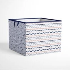 Bacati - Olivia Coral/Navy Storage Box Large