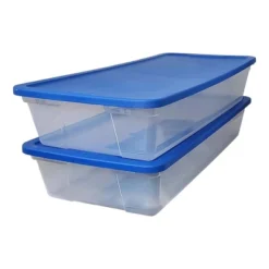 Homz Snaplock 41-Quart Plastic Multipurpose Stackable Storage Container Bins With Blue Snaplock Lid For Home And Office Organization, Clear (2 Pack) -IRIS Storage Deals Store GUEST 97ed9c76 2e63 4bde 8c64 fd0948a7adac