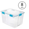 Sterilite 80 Quart Clear Plastic Stackable Storage Container Box Bin With Air Tight Gasket Seal Latching Lid Long Term Organizing Solution, 8 Pack
