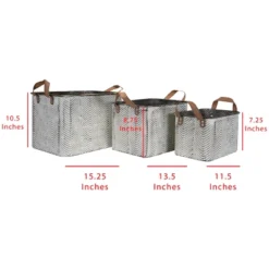 Set Of 3 Rustic Whitewashed Pattern Galvanized Metal Decorative Storage Bins With Faux Leather Handles - Foreside Home And Garden -IRIS Storage Deals Store GUEST 98308292 440d 4efd afcf 9a30f633339c