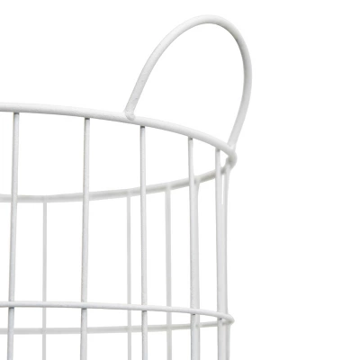 White Metal Rolling Basket - Foreside Home & Garden 4 White Metal Rolling Basket - Foreside Home & Garden - Image 4