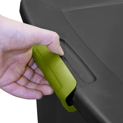 Sterilite 45 Gallon Heavy Duty Plastic Stackable Storage Container Tote With Wheels And Latching Indexed Lid For Home Organization, Gray, 8 Pack 4 Sterilite 45 Gallon Heavy Duty Plastic Stackable Storage Container Tote With Wheels And Latching Indexed Lid For Home Organization, Gray, 8 Pack - Image 4