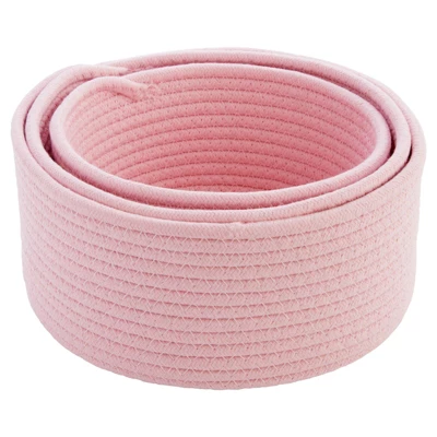 Farmlyn Creek 3-Pack Cotton Woven Baskets For Storage, Pink Rope Montessori Organizer Set For Storing Supplies ( 3 Sizes In Small, Medium And Large) 6 Farmlyn Creek 3-Pack Cotton Woven Baskets For Storage, Pink Rope Montessori Organizer Set For Storing Supplies ( 3 Sizes In Small, Medium And Large) - Image 6